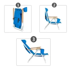 FURNIinspire Outdoor Portable Chair Adjustable Headrest For Comfortable Outdoor Relaxation, Blue, 30"*23"*25" -Home Decor GUEST 3ce9e0a8 2972 4869 9299 be5b1488657a