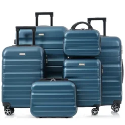 FURNIinspire Bag And Luggage Sets 6 Piece Luggage Set, Lightweight Carry On Luggage Suitcases With Wheels For Travel Business, Blue, 11.8"*19.7"*30.3" -Home Decor GUEST 3d11013b 809c 44c3 b1a6 d1f74c752934