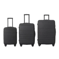 FURNIinspire Bag And Luggage Sets 3 Piece Travel Hard Shell Luggage, Lightweight Rolling Suitcases With Wheels, Black , 20.87"*11.61"*30.31" -Home Decor GUEST 3e4f9f87 e445 4847 b1ed f0687fecfa83