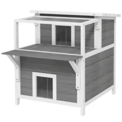 FURNIinspire Pet Crates And Houses Cat House, Double-Layer, Removable Pet House With Sloping Roof, Waterproof Kitty House, Gray, 34.3"*25.2"*29.9" -Home Decor GUEST 3e7a4581 a914 425b bcd3 0e5ae464dbbd