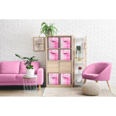 FURNIinspire Decorative Storage Bins Colorful Cube Storage Bin, Et Of 6 Foldable Collapsible Storage Box With Handles, Deep Pink, 10.5"*10.5"*11" 1 FURNIinspire Decorative Storage Bins Colorful Cube Storage Bin, Et Of 6 Foldable Collapsible Storage Box With Handles, Deep Pink, 10.5"*10.5"*11"
