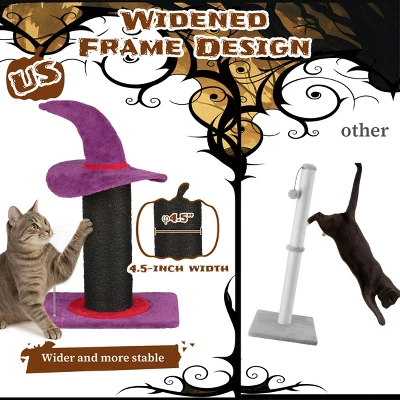 FURNIinspire Pet Tower Halloween Cat Tree Wizard Hat Cat Scratching Post, Cute Cat Toys Kitten Pet Furniture Indoor, Purple, 15.8"*11.8"*23.6" 3 FURNIinspire Pet Tower Halloween Cat Tree Wizard Hat Cat Scratching Post, Cute Cat Toys Kitten Pet Furniture Indoor, Purple, 15.8"*11.8"*23.6" - Image 3