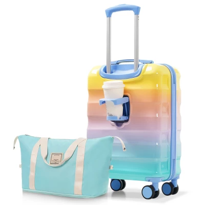 FURNIinspire Bag And Luggage Sets 20 Inch Carry On Luggage Luggage Set, Suitcase With Cup Holder, Travel Luggage, Multicolored, 8.3"*15.6"*21.7" 5 FURNIinspire Bag And Luggage Sets 20 Inch Carry On Luggage Luggage Set, Suitcase With Cup Holder, Travel Luggage, Multicolored, 8.3"*15.6"*21.7" - Image 5