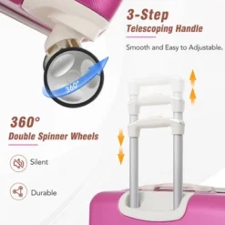 FURNIinspire Bag And Luggage Sets Luggage Sets 3 Pieces Luggage And Cosmetic Case Spinner Suitcase With TSA Lock Lightweight, Pink, 20" 24"" -Home Decor GUEST 422ec596 886c 4a88 95ed d4dcbe34548b