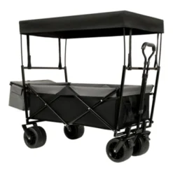 FURNIinspire Outdoor Serving Carts 480Lbs Collapsible Wagon With Canopy Lightweight Foldable Wagon With Mosquito Net, Black, 45.28"*22.83"*38.78" -Home Decor GUEST 449c5e05 72a3 40be 8e97 a735fa0cca9c