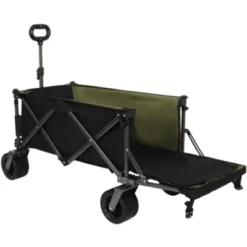 FURNIinspire Outdoor Serving Carts Collapsible Folding Wagon 400L Extra Collapsible Wagon With Tailgate Beach Wagon Cart, Black, 49.02"*22.05"*35.04" -Home Decor GUEST 45006ff6 c5a5 4ce4 9ffc fb23a7a4cffc