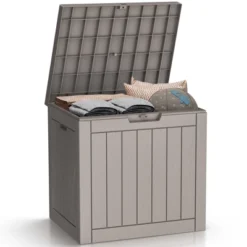 FURNIinspire Deck Boxes Outdoor Storage Box, 30 Gallon Deck Box, Weather-Resistant Deck Box Indoor And Outdoor Use, Light Brown, 17“*22”*21“ -Home Decor GUEST 458b7d30 5b76 49ae 9fad 9de5da890a00