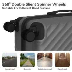 FURNIinspire Bag And Luggage Sets 3 Piece Rolling Luggage Travel Suitcase Set, Lightweight Durable Suitcases With Wheels, Grey, 21.06"*11.81"*30.31" -Home Decor GUEST 479499a7 0630 43f7 ac72 313858e1c279