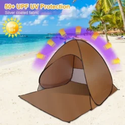 FURNIinspire Camping Tents Pop Up Beach Tent Sun Shade Shelter For Outdoor Beach Camping, Waterproof Tent Canopy, Brown, 64.96"*59.06"*43.3" -Home Decor GUEST 4a046774 5e0c 4c02 bece 0ae79e662666