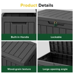 FURNIinspire Deck Boxes, 45 Gallon Portable Storage Box With Waterproof And Weather-resistant For Furniture Garden Tools, Black, 30.7"*17.1"*22" 8 FURNIinspire Deck Boxes, 45 Gallon Portable Storage Box With Waterproof And Weather-resistant For Furniture Garden Tools, Black, 30.7"*17.1"*22" -Home Decor GUEST 4a06914a 25c8 49ec ae5c 516997777cd1