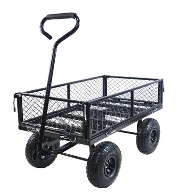 FURNIinspire Wheelbarrows And Lawn Carts Outdoor Steel Frame Wagon Cart Garden Cart, Ideal For Firewood And Yard Debris, Black, 40“*19"*40" 5 FURNIinspire Wheelbarrows And Lawn Carts Outdoor Steel Frame Wagon Cart Garden Cart, Ideal For Firewood And Yard Debris, Black, 40“*19"*40" - Image 5