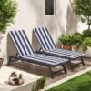 FURNIinspire Outdoor Seat Cushions 2pcs Stripe Patio Furniture Seat Cushion Replacement For Chaise Lounge, Removable Cover, Blue, 74.4"*22.05"*2.76"