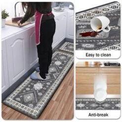 FURNIinspire Floor Mats 2 Piece Farmhouse Kitchen Rug Washable Area Rugs Non Skid Bohemian Mat For Hallway Entryway, Grey, 60"*20" 7 FURNIinspire Floor Mats 2 Piece Farmhouse Kitchen Rug Washable Area Rugs Non Skid Bohemian Mat For Hallway Entryway, Grey, 60"*20" -Home Decor GUEST 4ac5f561 a1fa 4db1 93a2 a4373425c0ad