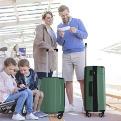 FURNIinspire Luggage 28 Inch Hardshell Suitcase, Checked Luggage, Lightweight Suitcases With Wheels For Travel, Business, Green, 12"*18.3"*29.9"