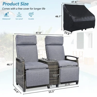 FURNIinspire Patio Accent Chairs, All Weather Outdoor Patio Chairs High Back Couch With Premium Cushions For Garden Backyard, Gray, 47.6"*23.6"*46.1" 3 FURNIinspire Patio Accent Chairs, All Weather Outdoor Patio Chairs High Back Couch With Premium Cushions For Garden Backyard, Gray, 47.6"*23.6"*46.1" - Image 3