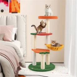 FURNIinspire Pet Tower Cute Cat Tree Fruit Style Cat Tower, Cat Climbing Tower, Indoor Pet Activity Center, Multicolored, 19"*19"*39" -Home Decor GUEST 4f24af8e 28f4 4e3b 9d14 decae6a72d57