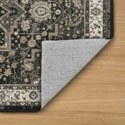 FURNIinspire Floor Mats Home 3 Piece Kitchen Rug Machine Washable Floor Mat For Living Room, Vintage Carpet, Non Slip, Grey, 60"*20" -Home Decor GUEST 5033153f b272 42c5 afdb 6d7d85bcf6b8