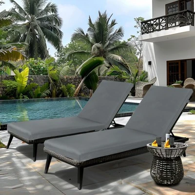 FURNIinspire Outdoor Seat Cushions 2 PCS Outdoor Chaise Lounge Chair Cushion Replacement For Patio Garden, Backyard, Gray, 75"*24"*2.7" 3 FURNIinspire Outdoor Seat Cushions 2 PCS Outdoor Chaise Lounge Chair Cushion Replacement For Patio Garden, Backyard, Gray, 75"*24"*2.7" - Image 3