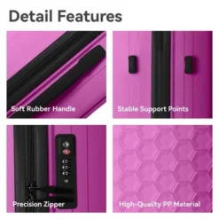 FURNIinspire Bag And Luggage Sets 3 Piece Travel Luggage With Rolling Wheels, Lightweight Hard Shell Suitcase Set, Pink, 20.08"*11.81"*30.12" -Home Decor GUEST 51dd404a 5864 4952 917e 5e9cabce6240