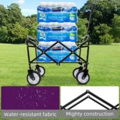 FURNIinspire Outdoor Serving Carts Rolling Cart Wagon Carts Foldable Utility Cart, Beach Cart For Picnic Outdoors， Purple, 25.98"*17.32"*37.4" -Home Decor GUEST 51f24232 33b3 4a8e a2d3 6006e960568f