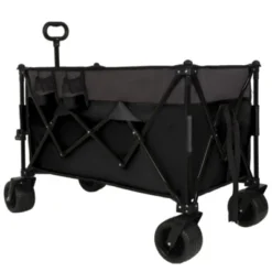 FURNIinspire Outdoor Serving Carts Extra 480lbs Large Tall Heavy-Duty Folding Wagon Cart All-Terrain Wheels Side Pockets, Black, 41.34"*25.2"*44.17" -Home Decor GUEST 528e11d2 4a9d 44bd a6a6 2c53f18f6445