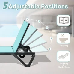 FURNIinspire Patio Chaise Lounges Patio 2 Sunbathing Chairs And 1 Table For Beach Yard Poolside, Adjustable Outdoor Chair, Green, 64.41"*26.69"*35.43" 7 FURNIinspire Patio Chaise Lounges Patio 2 Sunbathing Chairs And 1 Table For Beach Yard Poolside, Adjustable Outdoor Chair, Green, 64.41"*26.69"*35.43" -Home Decor GUEST 53d4aeee 7e39 42fc bb2a 870af34d226f