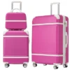 FURNIinspire Bag And Luggage Sets Luggage Sets 3 Pieces Luggage And Cosmetic Case Spinner Suitcase With TSA Lock Lightweight, Pink, 20" 24""