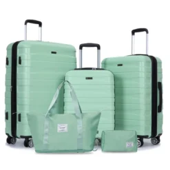 FURNIinspire Bag And Luggage Sets 5 Piece Expandable Hard Shell Suitcase Set Stylish Rolling Travel Luggage For Family, Green, 20.28"*11.42"*30.31" -Home Decor GUEST 5427bfc4 a6fb 43a3 ad51 245074d7a595