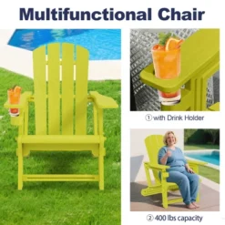 FURNIinspire Patio Accent Chairs Outdoor Folding Chairs Adirondack Chair, Portable Chair With Handles For Beach, Backyard, Yellow, 31.4"*29.6"*36.4" -Home Decor GUEST 54b013d4 fcfa 4ad8 9a90 0084bab2e6ca