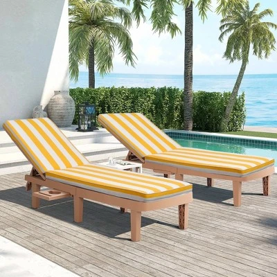FURNIinspire Outdoor Seat Cushions 2pcs Outdoor Cushion Set Replacement, Yellow And White Stripes Seat Cushion, Multicolored, 74.4"*22.05"*2.8" 3 FURNIinspire Outdoor Seat Cushions 2pcs Outdoor Cushion Set Replacement, Yellow And White Stripes Seat Cushion, Multicolored, 74.4"*22.05"*2.8" - Image 3