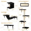 FURNIinspire Pet Tower Cat Wall Shelves, Wall Mounted Cat Climber Set Of 5, Floating Cat Perches, Cat Furniture, Black, 19.75"*8"*38.25"