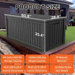 FURNIinspire Deck Boxes, 150 Gallon Outdoor Patio Storage Box With Large Storage Capacity For Furniture Garden Tools, Black, 54.3"*26.5"*28.7" 7 FURNIinspire Deck Boxes, 150 Gallon Outdoor Patio Storage Box With Large Storage Capacity For Furniture Garden Tools, Black, 54.3"*26.5"*28.7" -Home Decor GUEST 5610b523 42da 4b96 8f6a d7fefdeefd36