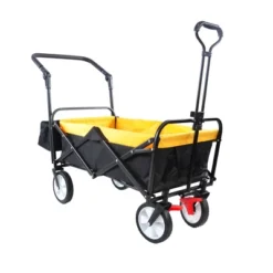 FURNIinspire Wheelbarrows And Lawn Carts Folding Wagon Cart, Collapsible Outdoor Utility Cart With Handle, Yellow, 53.5“*47"*42.52" -Home Decor GUEST 562e2a47 45c5 4622 9f56 55719b355f80