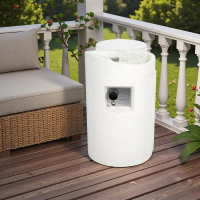 FURNIinspire Outdoor Fireplaces Backyard Cylindrical Terrazzo Gas Stove Patio Fire Pit Camping Accessories Outdoor Heater, White, 16.1"*16.1"*25.8" 4 FURNIinspire Outdoor Fireplaces Backyard Cylindrical Terrazzo Gas Stove Patio Fire Pit Camping Accessories Outdoor Heater, White, 16.1"*16.1"*25.8" - Image 4