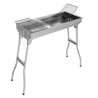 FURNIinspire Outdoor Grills, Griddles And Smokers Backyard And Camping Portable Grill, Suitable For Family Outdoor Barbecue, Silver, 28.74"*13"*7.28" 2 FURNIinspire Outdoor Grills, Griddles And Smokers Backyard And Camping Portable Grill, Suitable For Family Outdoor Barbecue, Silver, 28.74"*13"*7.28" - Image 2