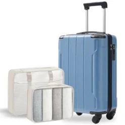 FURNIinspire Bag And Luggage Sets 20 Inch Luggage Set, Lightweight Checked Suitcase With 2 Mesh Bag Travel Business, Blue, 8.3"*13.6"*21.5" -Home Decor GUEST 58664718 e53e 4040 b1e9 9b5a7377f25b