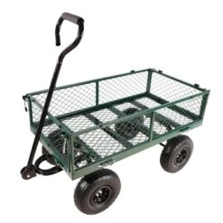 FURNIinspire Wheelbarrows And Lawn Carts Double Fence Utility  Cart Wagon Cart Garden Cart, Ideal For Outdoor Activities, Green, 41“*20"*39" -Home Decor GUEST 5ab0df21 fc3f 40e5 afc7 7eda68603b0d
