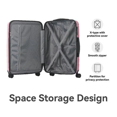 FURNIinspire Bag And Luggage Sets 3 Piece Travel Hard Shell Luggage, Lightweight Rolling Suitcases With Wheels, Pink, 20.87"*11.61"*30.31" 3 FURNIinspire Bag And Luggage Sets 3 Piece Travel Hard Shell Luggage, Lightweight Rolling Suitcases With Wheels, Pink, 20.87"*11.61"*30.31" - Image 3