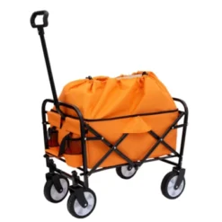 FURNIinspire Outdoor Serving Carts Multi-use Bag Collapsible Foldable Wagon Cart Beach Wagon For Camping Shopping, Orange, 25.98"*17.32"*37.4" -Home Decor GUEST 5af64b24 fb94 4fb7 bf98 3ba2bc6727d3