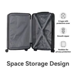 FURNIinspire Bag And Luggage Sets Hard Shell 3 Piece Suitcase Set, Travel Luggage Business Suitcases With Wheels, Black, 19.88"*10.63"*29.92" -Home Decor GUEST 5b858d72 f2e1 4f1e b247 5110ab20c948