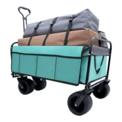 FURNIinspire Outdoor Serving Carts 440lbs Collapsible Foldable Wagon Cart With Strapping System For Camping Sports, Blue, 35.04"*22.44"*38.58" -Home Decor GUEST 5b9b1e1c bca4 4e11 9260 cae220c8e691