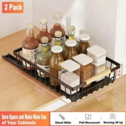 FURNIinspire Pull Out Cabinet Organizer Slide Out Drawer No Drill Pull Out Sliding Pull-Out Pantry Shelves Kitchen Bathroom, Black, -Home Decor GUEST 5ce30196 e8b8 4b38 a5c8 c66cb654422a