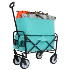 FURNIinspire Outdoor Serving Carts Utility Park Garden Cart Tool Customized Color Folding Camping Trolley Outdoor Beach, Blue, 25.98"*17.32"*37.4" -Home Decor GUEST 5d04765c d011 44c0 84d2 1962125c29bb