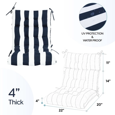 FURNIinspire Outdoor Seat Cushions Patio Chair Cushions Replacements, 2 Pcs Set High Back Seat Cushions, Blue Stripes, Multicolored, 45"*22"*4" 2 FURNIinspire Outdoor Seat Cushions Patio Chair Cushions Replacements, 2 Pcs Set High Back Seat Cushions, Blue Stripes, Multicolored, 45"*22"*4" - Image 2