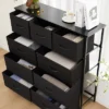 FURNIinspire Dressers 9 Drawer Fabric Tall Dresser Tower Closet Storage Chest Of Drawers For Bedroom Nursery, Black, 11.8"*39.37"*39.37"