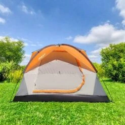 FURNIinspire Camping Tents Family Camping Tent, Outdoor Double Layers Waterproof Tent With Rainproof Top And Mesh Windows, Orange, 78.7"*78.7"*53.1" -Home Decor GUEST 5e74a36c 89b9 4456 9681 e71516ba85c9