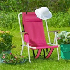 FURNIinspire Outdoor Portable Chair 4 Position Recline With Headrest And Backpack Straps For Outdoor Relaxation, Pink, 23"*21.7"*31.5" 7 FURNIinspire Outdoor Portable Chair 4 Position Recline With Headrest And Backpack Straps For Outdoor Relaxation, Pink, 23"*21.7"*31.5" -Home Decor GUEST 602b3742 657c 4ceb aee2 1e9efc4f39a0