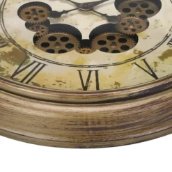 FURNIinspire Wall Clocks 24inch Timepiece Living Room Wall Clock Decorative Hanging Clock Vintage Wall Decor For Bedroom, Brown, 22.75"*22.75"*3" -Home Decor GUEST 610d584c 5d1b 4de6 a8e6 1460ea354638