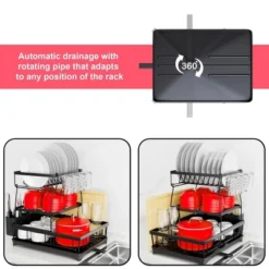 FURNIinspire 3-Tier Dish Drying Rack Drain Board Tray Dish Rack Utensil Cutting Board Holder Kitchen Organizer, Black, 16.97"*11.7"*5.66" 10 FURNIinspire 3-Tier Dish Drying Rack Drain Board Tray Dish Rack Utensil Cutting Board Holder Kitchen Organizer, Black, 16.97"*11.7"*5.66" -Home Decor GUEST 6227de21 86f1 429d 9b4d 4807434a2187