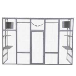 FURNIinspire Pet Crates And Houses Cat Enclosure With Leaping Platforms, Feline Condos, Catwalk, Scratching Panel, Gray, 104.3"*35.4"*72.1" 9 FURNIinspire Pet Crates And Houses Cat Enclosure With Leaping Platforms, Feline Condos, Catwalk, Scratching Panel, Gray, 104.3"*35.4"*72.1" -Home Decor GUEST 62a3f1c1 203b 476e 8db2 54c2d08e0d86